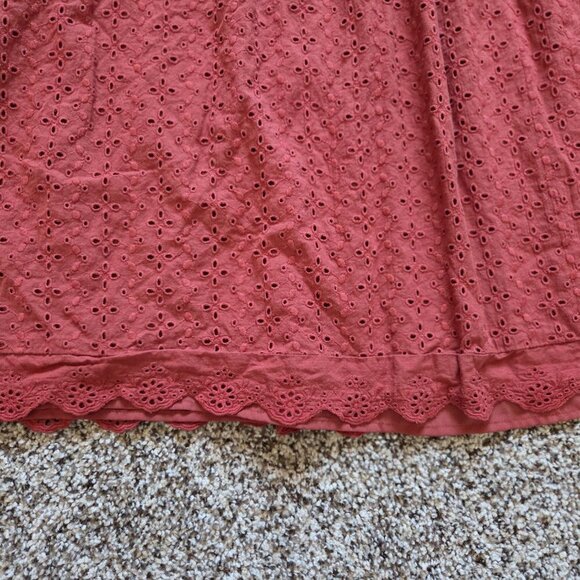 Knox Rose Womens Large Dark Mauve Eyelet Lined Dress Ruffles Cottagecore Romance - Picture 7 of 7